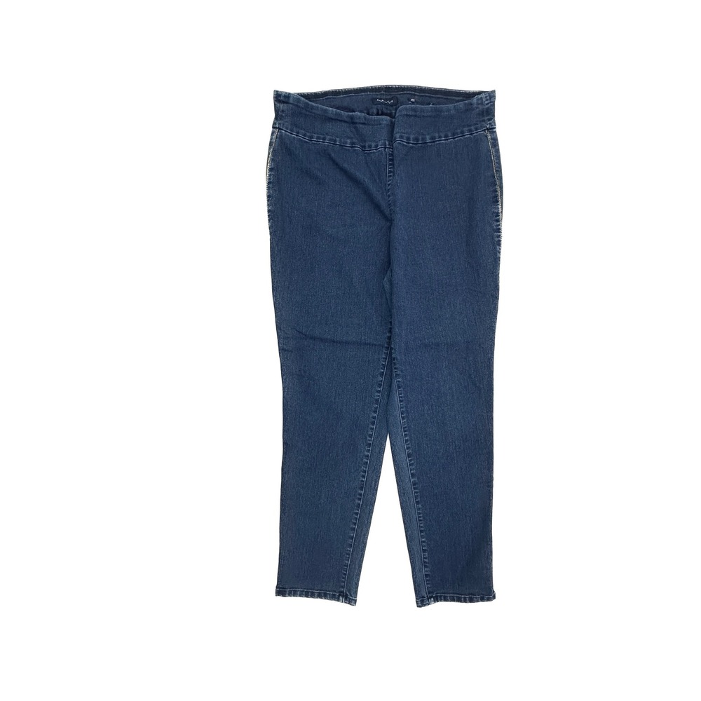 Charter Club Womens Size 16 Pull On Skinny Jeans Dark Wash Gold Cord Stripe Side